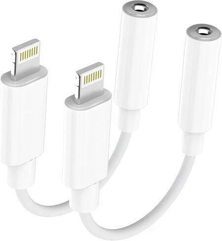 محول مقبس سماعة رأس Lightning إلى 3.5 ملم معتمد من Apple MFi، عبوتان مع ميكروفون - كابل محول Aux دونجل صوت Hi-Fi مع محول سماعات أذن رقاقة DAC متوافق مع iPhone 14/13/12/11/XR/8/7 in Saudi Arabia
