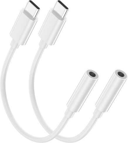 محول مقبس سماعة الرأس USB C إلى 3.5 ملم (عبوة من قطعتين)، محول سماعة رأس من النوع C إلى 3.5 ملم لهاتف iPhone 17/16/15 Pro/Max، وSamsung Galaxy S25/S24/S23 Ultra، وiPad Pro، وMacBook إلخ in Kuwait
