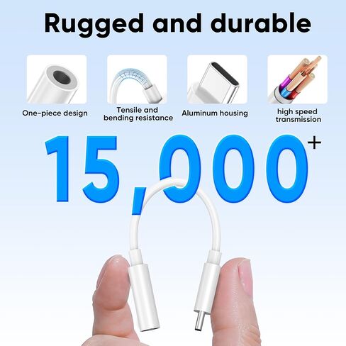 محول مقبس سماعة الرأس USB C إلى 3.5 ملم (عبوة من قطعتين)، محول سماعة رأس من النوع C إلى 3.5 ملم لهاتف iPhone 17/16/15 Pro/Max، وSamsung Galaxy S25/S24/S23 Ultra، وiPad Pro، وMacBook إلخ in Kuwait