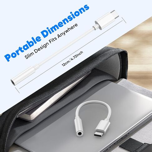 محول مقبس سماعة الرأس USB C إلى 3.5 ملم (عبوة من قطعتين)، محول سماعة رأس من النوع C إلى 3.5 ملم لهاتف iPhone 17/16/15 Pro/Max، وSamsung Galaxy S25/S24/S23 Ultra، وiPad Pro، وMacBook إلخ in Kuwait