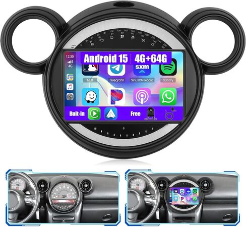 راديو سيارة 5 جيجا هرتز واي فاي 4G+64G Android 15 لسيارة Mini Cooper Clubman 2008-2014/Countryman 2011-2016/Paceman 2013-2016 ستيريو سيارة مع Carplay لاسلكي/Android Auto، شاشة لمس عالية الدقة 9 بوصة مع نظام تحديد المواقع SWC in Saudi Arabia