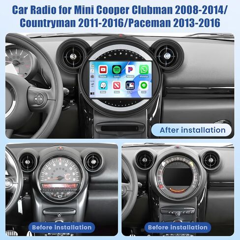 راديو سيارة 5 جيجا هرتز واي فاي 4G+64G Android 15 لسيارة Mini Cooper Clubman 2008-2014/Countryman 2011-2016/Paceman 2013-2016 ستيريو سيارة مع Carplay لاسلكي/Android Auto، شاشة لمس عالية الدقة 9 بوصة مع نظام تحديد المواقع SWC in Saudi Arabia