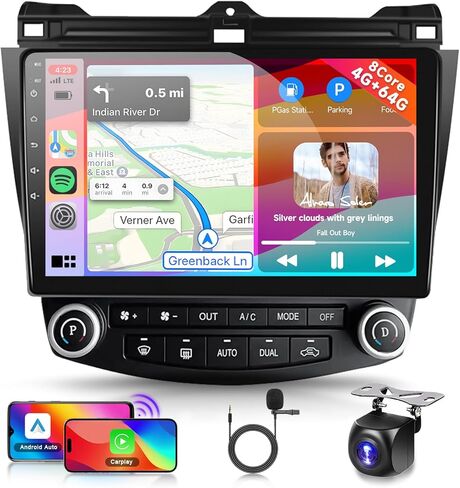 شاشة لمس IPS 5 جيجا هرتز واي فاي 10.1 بوصة لهوندا أكورد 7th 2003-2007 راديو ستيريو للسيارة Carplay/Android Auto DSP GPS Android 15 FM/RDS SWC AHD كاميرا احتياطية 2 جيجابايت + 64 جيجابايت in Saudi Arabia