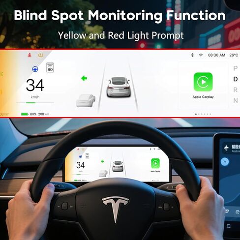 لوحات عدادات سيارات مقاس 10.88 بوصة، شاشة عرض أمامية لسيارة Tesla Model 3 وModelY 2017-2024 مع معلومات CarPlay/Android AutoSync اللاسلكية، كاميرا أمامية، تنبيه النقطة العمياء، فتحات قابلة للتعديل، تحديثات in Kuwait