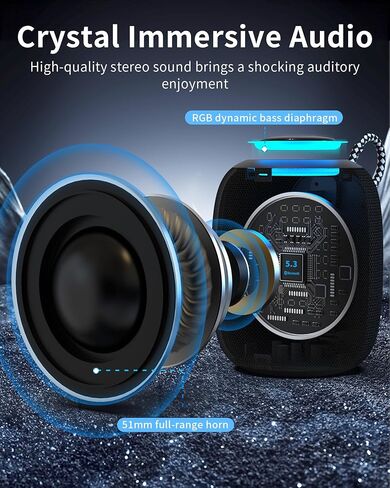 Oraolo Bluetooth Speaker, IPX7 Waterproof Portable Bluetooth Speaker with 15W Immersive Audio, 30H Playtime, LED Light, Bluetooth 5.3, Support TWS, Wireless Speakers for Outdoor Camping Home in Saudi Arabia
