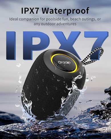 Oraolo Bluetooth Speaker, IPX7 Waterproof Portable Bluetooth Speaker with 15W Immersive Audio, 30H Playtime, LED Light, Bluetooth 5.3, Support TWS, Wireless Speakers for Outdoor Camping Home in Saudi Arabia
