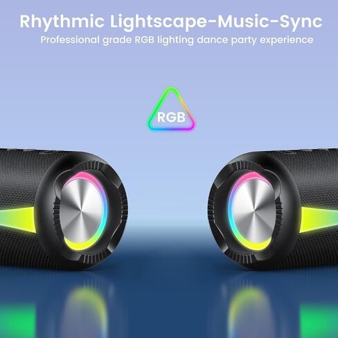 مكبر صوت بلوتوث محمول، مكبر صوت بلوتوث 2026 لاسلكي 5.4 مع أضواء RGB، وقت تشغيل 30 ساعة مع باس عميق، IP7 مقاوم للماء، اقتران TWS، مكبر صوت محمول للسفر/الحفلة/المنزل/الهدايا، أسود in Kuwait