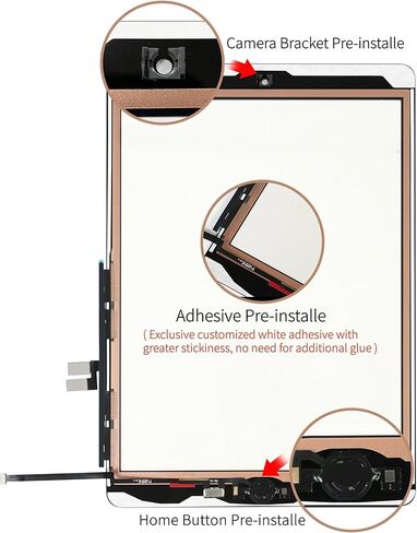 لجهاز iPad 9 (إصدار الجيل التاسع 2021) زجاج بديل للشاشة يعمل باللمس، لجهاز iPad 10.2 بوصة A2602 A2603 A2604 A2605، مع زر وأدوات منزلية ذهبية - أسود in Kuwait