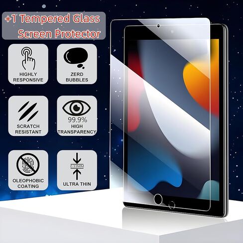 لجهاز iPad 9 (إصدار الجيل التاسع 2021) زجاج بديل للشاشة يعمل باللمس، لجهاز iPad 10.2 بوصة A2602 A2603 A2604 A2605، مع زر وأدوات منزلية ذهبية - أسود in Kuwait