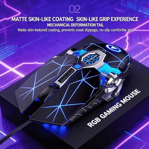 Professional Gaming Wired Silent Mouse, Water Cooled Light, 3200 DPI, Ergonomic Design Game Mouse Compatible with PC, Plug & Play in Saudi Arabia