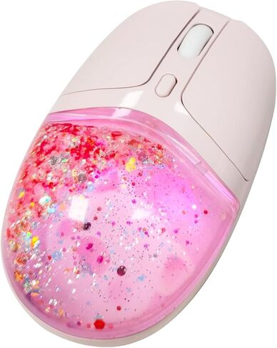 Wireless Bluetooth Mouse -Cute Clear Aqua Design, Glitter Liquid Sand Water Mouse with Optical Precision, Silent Clicks, LED Breathing Light,Transparent Retro Style for Home Office (Purple) in Saudi Arabia