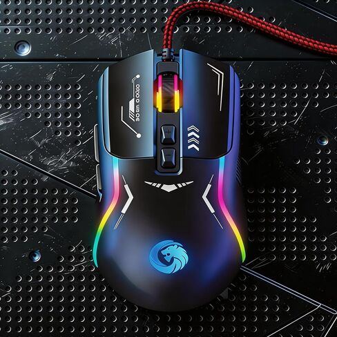 【 Supports Macro Driver & Plug and Play-2026 new】Professional Gaming Wired Mouse,Ergonomic RGB Gaming Mouse,Wired 7200 Adjustable 4-speed DPI,7 Programmable Shortcut Key Buttons,Dazzling Light Effects in Saudi Arabia