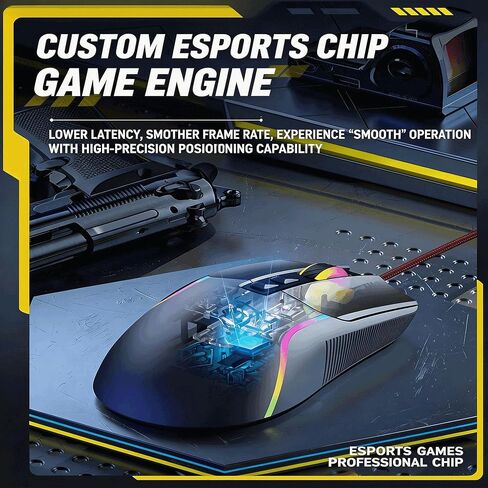 【 Supports Macro Driver & Plug and Play-2026 new】Professional Gaming Wired Mouse,Ergonomic RGB Gaming Mouse,Wired 7200 Adjustable 4-speed DPI,7 Programmable Shortcut Key Buttons,Dazzling Light Effects in Saudi Arabia