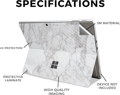 غلاف الكمبيوتر اللوحي من ألياف الكربون متوافق مع Microsoft Surface Pro 11 (2024-2025) - رخام فروست - غطاء لاصق واقي من الفينيل الفاخر 3M - سهل التطبيق | صُنع في الولايات المتحدة الأمريكية بواسطة MightySkins in Saudi Arabia