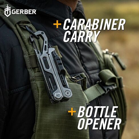 محرك Gerber Gear Stakeout Drive - أداة متعددة الفتحات على شكل فراشة 10 في 1 مع كماشة إبرة، ومفك لقمة قلاب كبير الحجم، وشفرة حافة عادية، وإزميل، وفتاحة زجاجات، ومشبك جيب وحلقة تسلق - أسود in Saudi Arabia
