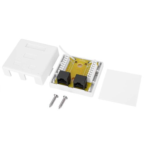 RJ45 8P8C Cat 6 Ethernet Network Junction Box Dual Port Surface Mount Desktop ABS Enclosure for Office Home Networking 27x58.5x60mm White in Saudi Arabia