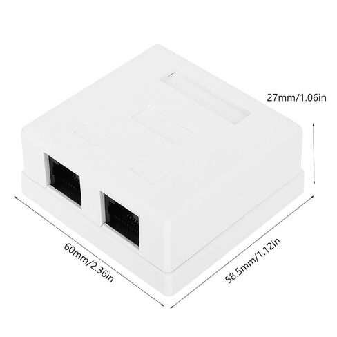RJ45 8P8C Cat 6 Ethernet Network Junction Box Dual Port Surface Mount Desktop ABS Enclosure for Office Home Networking 27x58.5x60mm White in Saudi Arabia