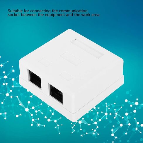 RJ45 8P8C Cat 6 Ethernet Network Junction Box Dual Port Surface Mount Desktop ABS Enclosure for Office Home Networking 27x58.5x60mm White in Saudi Arabia