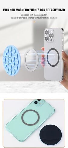 Magnetic Silicone Phone Holder with Suction Cup, 1 Pack Phone Stand Grip for Hands-Free Use, Bubble Texture Phone Mount for Desk, Kitchen, Video Calls, Compatible with Most Smartphones in Saudi Arabia