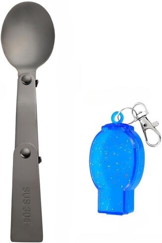 Foldable Camping Spoon With Three Section Design Portable Outdoor Tableware For Travel Picnic And Camping Black Color in Kuwait