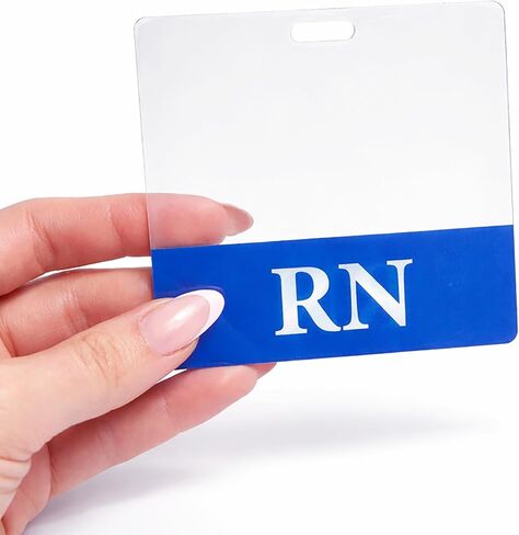 Clear RN ممرضة مسجلة بادج أفقي بادج مع الحدود الزرقاء من قبل هوية متخصصة ، تباع بشكل فردي in Saudi Arabia