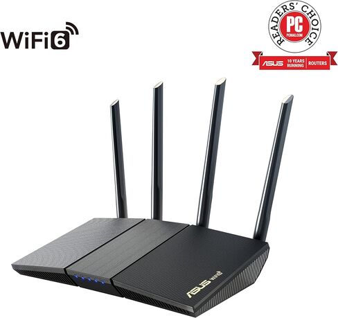 ASUS RT-AX1800S Dual Band WiFi 6 Extendable Router, Subscription-Free Network Security, Parental Control, Built-in VPN, AiMesh Compatible, Gaming & Streaming, Smart Home (Renewed) in Saudi Arabia