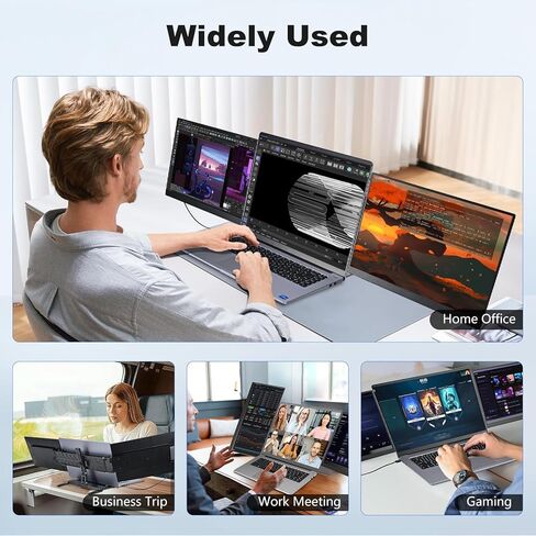 DEPGI 14" Laptop Screen Extender, 1200P FHD One Cable Connect Portable Triple Monitor, Dual Screen Monitor Fits 13"-17.3" Laptop with Stand for MacOS/Windows in Saudi Arabia