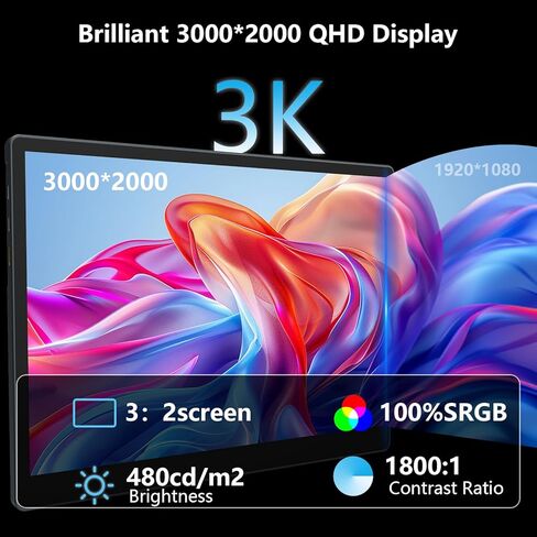 شاشة محمولة 13.5 بوصة 3000×2000 IPS 3:2، شاشة 100% sRGB HDR USB-C HDMI ثانية للكمبيوتر المحمول، شاشة محمولة رفيعة للغاية مع حامل تخميد قابل للتعديل، التوصيل والتشغيل لهاتف PC Mac in Kuwait