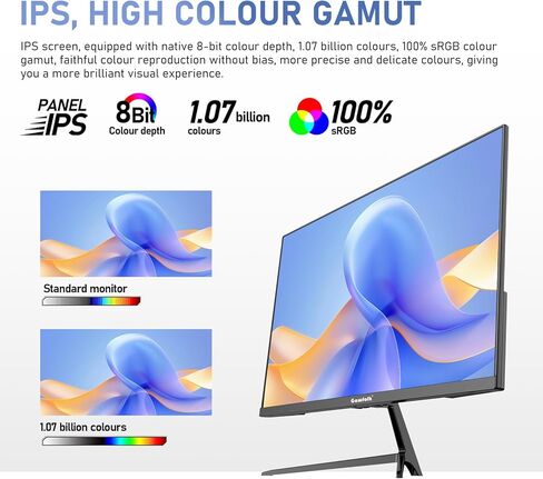 شاشة كمبيوتر Gawfolk 27 بوصة IPS 2K QHD (2560×1440) شاشة كمبيوتر للألعاب 75 هرتز، 1 مللي ثانية، مزامنة تكيفية، 100% sRGB، 1.07 مليار لون، HDMI2.0، DisplayPort 1.4، مكبر صوت مدمج - أسود in Kuwait
