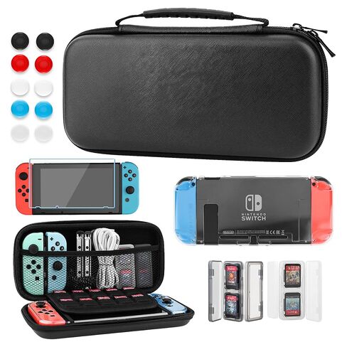 GLDRAM Black Carrying Case for Nintendo Switch, 11 in 1 Accessories Bundle with Portable Switch Travel Bag, Clear Protective Skin Cover, 2 Mini Swich Card Holder, Screen Protector & 10 Thumb Grips in Saudi Arabia