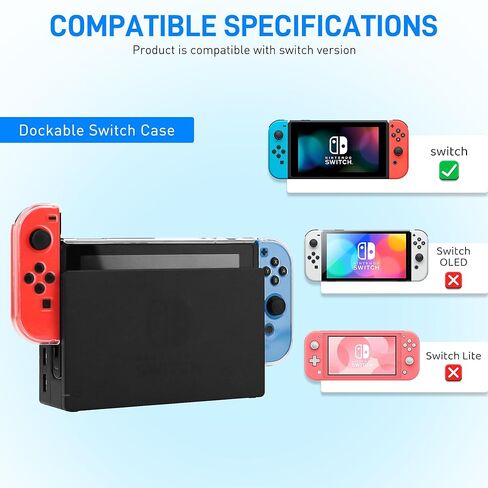 GLDRAM Black Carrying Case for Nintendo Switch, 11 in 1 Accessories Bundle with Portable Switch Travel Bag, Clear Protective Skin Cover, 2 Mini Swich Card Holder, Screen Protector & 10 Thumb Grips in Saudi Arabia
