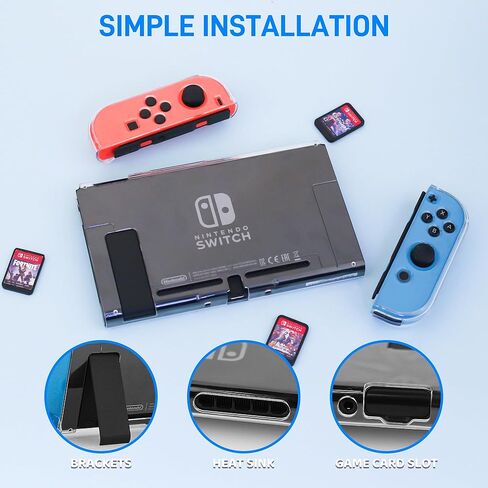 GLDRAM Black Carrying Case for Nintendo Switch, 11 in 1 Accessories Bundle with Portable Switch Travel Bag, Clear Protective Skin Cover, 2 Mini Swich Card Holder, Screen Protector & 10 Thumb Grips in Saudi Arabia