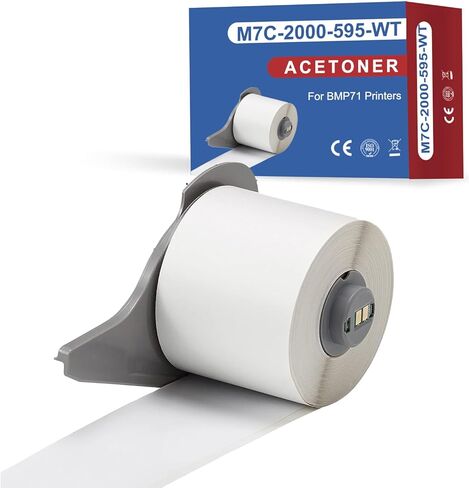 M7C-2000-595-WT Compatible for Brady All Weather Permanent Adhesive Vinyl Label Tape for BMP71 Printers - 2" x 50', White in Saudi Arabia