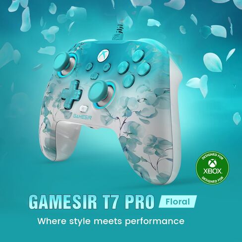 GameSir T7 Pro Floral Wired Controller for Xbox Series X|S, Xbox One, Windows 10/11 & Steam, Hall Effect Sticks & Triggers, 2 Back Buttons, Dynamic RGB, Floral Matte Design, Ergonomic, 3.5mm Audio (Renewed) in Saudi Arabia