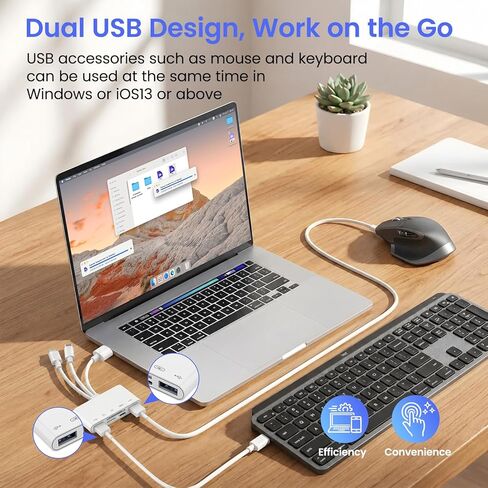 قارئ بطاقة ذاكرة 5 في 1، محول USB OTG وقارئ بطاقة SD لأجهزة iPhone iPad Mac USB C وUSB A مع 5 فتحات PD 60W/بطاقة USB مزدوجة/TF/SD، محول الكاميرا يدعم SD/Micro SD/SDHC/SDXC/MMC in Kuwait