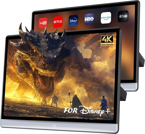 WONNIE 16" Car TV Headrest Monitor for Back Seat, 4K Android Tablet Portable Rear Entertainment System, Phone Wireless Mirror Link Touch Screen, with WiFi/Bluetooth/HDMI/USB/Video Player (16" x 2) in Saudi Arabia