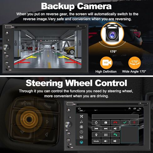 Double Din Car Stereo with CD/DVD Player Apple Carplay & Android Auto, 7 Inch Car Radio with Bluetooth and Backup Camera, Touch Screen, Mirror Link, Steering Wheel Control, USB/TF/AUX Input, AM/FM in Saudi Arabia