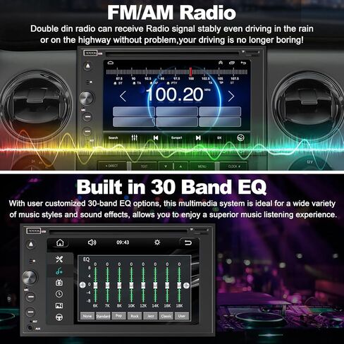 Double Din Car Stereo with CD/DVD Player Apple Carplay & Android Auto, 7 Inch Car Radio with Bluetooth and Backup Camera, Touch Screen, Mirror Link, Steering Wheel Control, USB/TF/AUX Input, AM/FM in Saudi Arabia