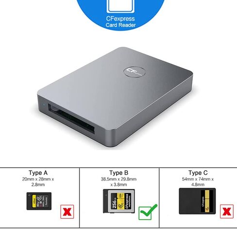 قارئ بطاقات CFexpress من النوع B، قارئ بطاقات ذاكرة USB C محدث إلى USB C/USB A مع سرعة نقل USB3.1 Gen2 10 جيجابت في الثانية، متوافق مع Windows/Mac/Linux/Android in Kuwait