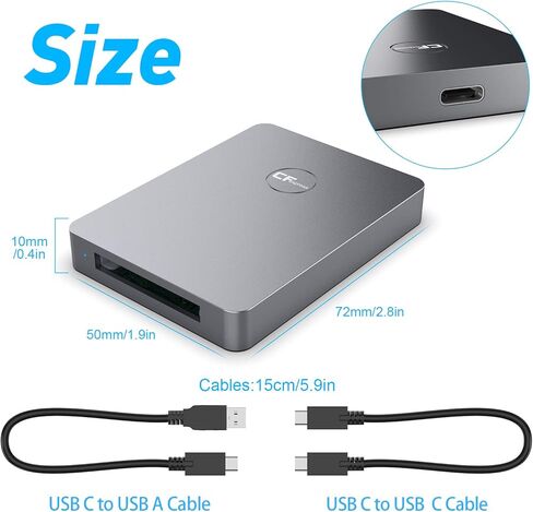 قارئ بطاقات CFexpress من النوع B، قارئ بطاقات ذاكرة USB C محدث إلى USB C/USB A مع سرعة نقل USB3.1 Gen2 10 جيجابت في الثانية، متوافق مع Windows/Mac/Linux/Android in Kuwait