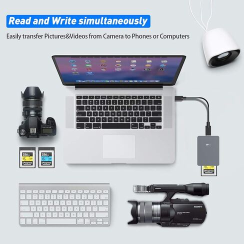 قارئ بطاقات CFexpress من النوع B، قارئ بطاقات ذاكرة USB C محدث إلى USB C/USB A مع سرعة نقل USB3.1 Gen2 10 جيجابت في الثانية، متوافق مع Windows/Mac/Linux/Android in Kuwait