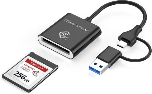 قارئ بطاقات CFexpress من النوع B، USB 3.2 الجيل الثاني بسرعة 10 جيجابت في الثانية، محول 2 في 1 USB-C وUSB-A، قارئ بطاقة ذاكرة محمول لأجهزة iPhone 17/16/15 وAndroid وMacBook وWindows وLinux والأجهزة اللوحية in Kuwait