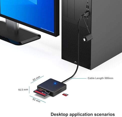 Memory Card Reader, 4in1 USB 3.0 and USB-C to SD Micro SD MS CF Card Reader Adapter, 4 Cards Simultaneously Read and Write, Compatible with iPhone 15 Series, MacBook Pro/Air 2023, and More in Saudi Arabia