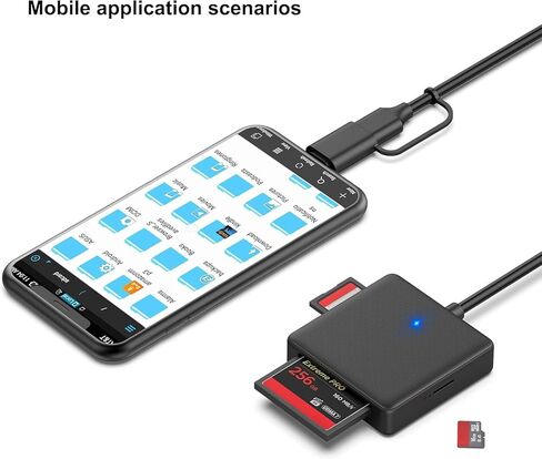 Memory Card Reader, 4in1 USB 3.0 and USB-C to SD Micro SD MS CF Card Reader Adapter, 4 Cards Simultaneously Read and Write, Compatible with iPhone 15 Series, MacBook Pro/Air 2023, and More in Saudi Arabia