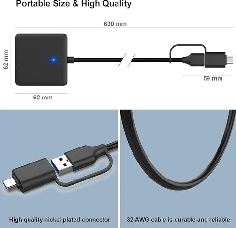 Memory Card Reader, 4in1 USB 3.0 and USB-C to SD Micro SD MS CF Card Reader Adapter, 4 Cards Simultaneously Read and Write, Compatible with iPhone 15 Series, MacBook Pro/Air 2023, and More in Saudi Arabia