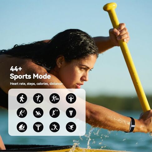 أحدث سوار لتتبع اللياقة البدنية بدون شاشة لعام 2026، يمكن ارتداؤه لتتبع النشاط والنوم مع مزامنة التطبيقات، حزام لياقة خفيف الوزن مقاوم للماء للرجال والنساء (أسود) in Kuwait
