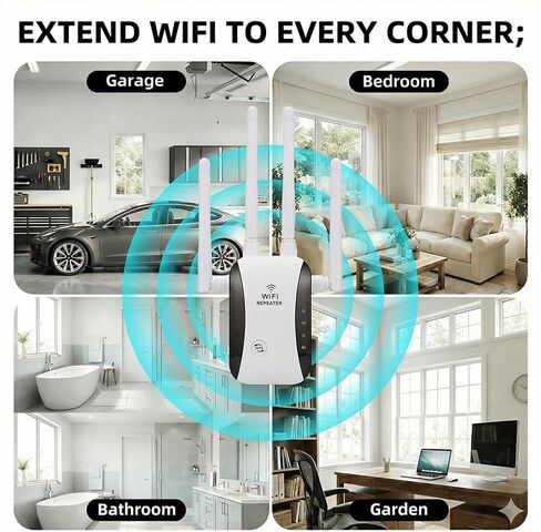 WiFi Extender, Wireless Signal Booster & Range Repeater, Mini WiFi Amplifier for Home, 1200Mbps Stable Wall-Penetrating Network Coverage in Saudi Arabia