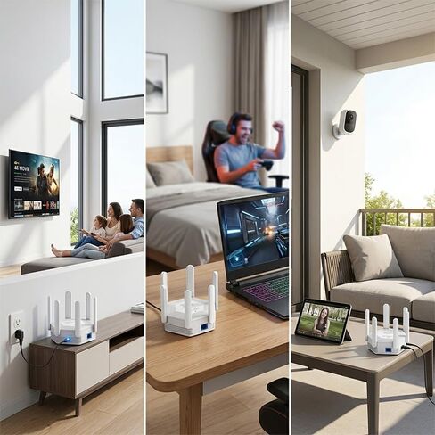 WiFi Extender Signal Booster for Home Coverage Wireless Repeater with 6 Antennas 1200Mbps Dual Band 5GHz/2.4GHz Internet Range Expander for 50 Devices in Saudi Arabia