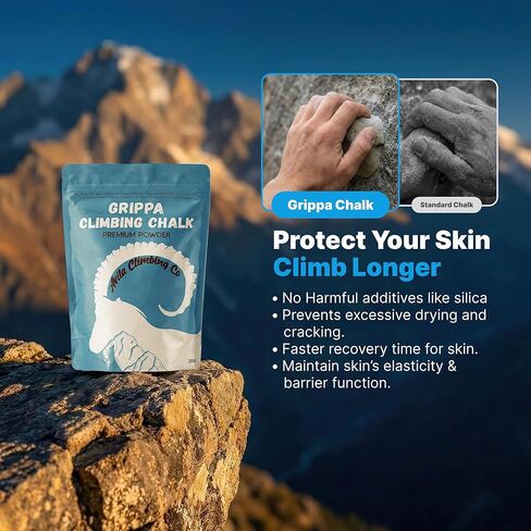 Climbing Chalk 200g Premium Powder, Performance Friction Gymnastics Chalk 100% Magnesium - Ultra Grip for Lifting, Rock Climbing, Gym, Weights & More! Long Lasting & Skin Friendly in Saudi Arabia