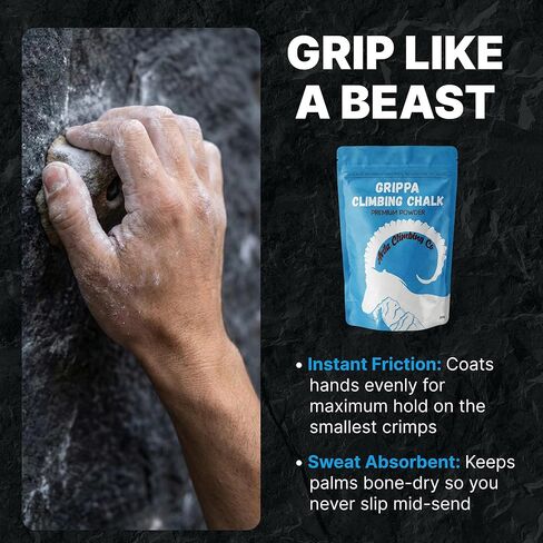 Climbing Chalk 200g Premium Powder, Performance Friction Gymnastics Chalk 100% Magnesium - Ultra Grip for Lifting, Rock Climbing, Gym, Weights & More! Long Lasting & Skin Friendly in Saudi Arabia